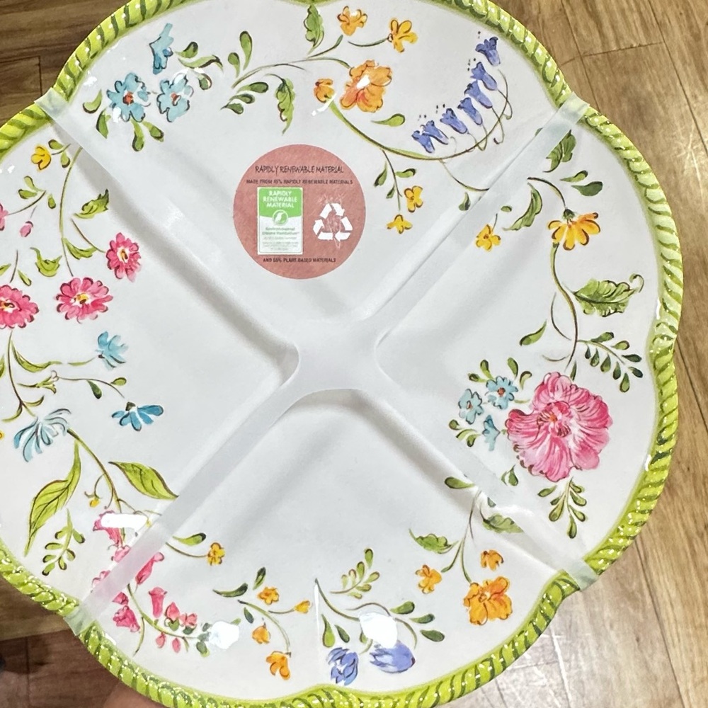 Floral Shabby Chic Melamine dinner  plate set-4